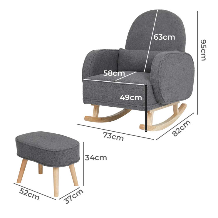 Levede Fleece Rocking Chair with footstool-1975420319955030018