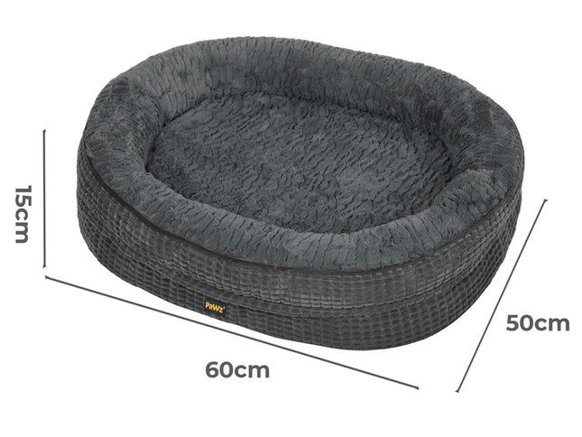 Pawz Orthopedic Plush Dog Bed Soft Washable Pet Bed Grey Cosy Cushion S Size-2011971116691755010