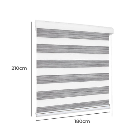 Marlow Blackout Zebra Roller Blind Curtains 180x210 Grey-1973194065474359298