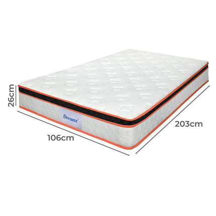 Dreamz 7 Zone Pocket Spring Mattress 26cm King Single-2006733416799801346