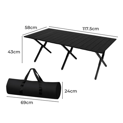 Levede Folding Camping Table Portable Black-1975420437294878722