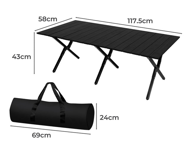 Levede Folding Camping Table Portable Black-1975420437294878722