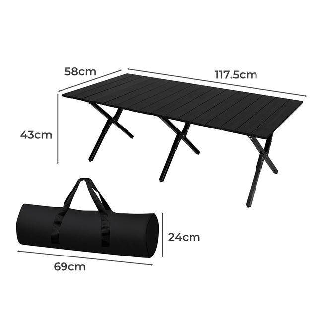 Levede Folding Camping Table Portable Black-1975420437294878722