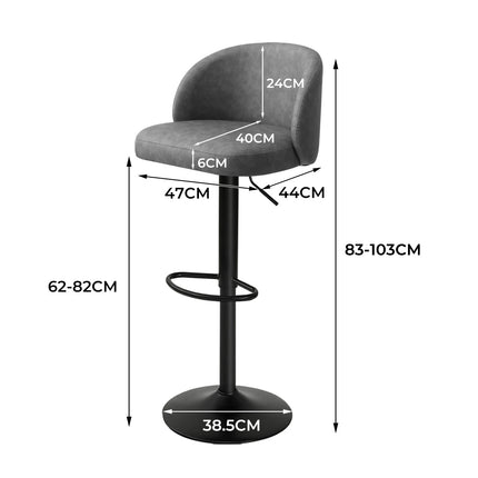 Levede 4x Bar Stool Swivel Gas Lift PU Leather Grey-2006732718938918914