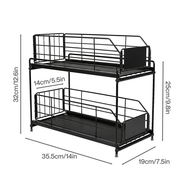 Toque 2 Tier Pull Out Cabinet Organizer Sliding Kitchen Storage Rack Under Sink-2050059016155041794