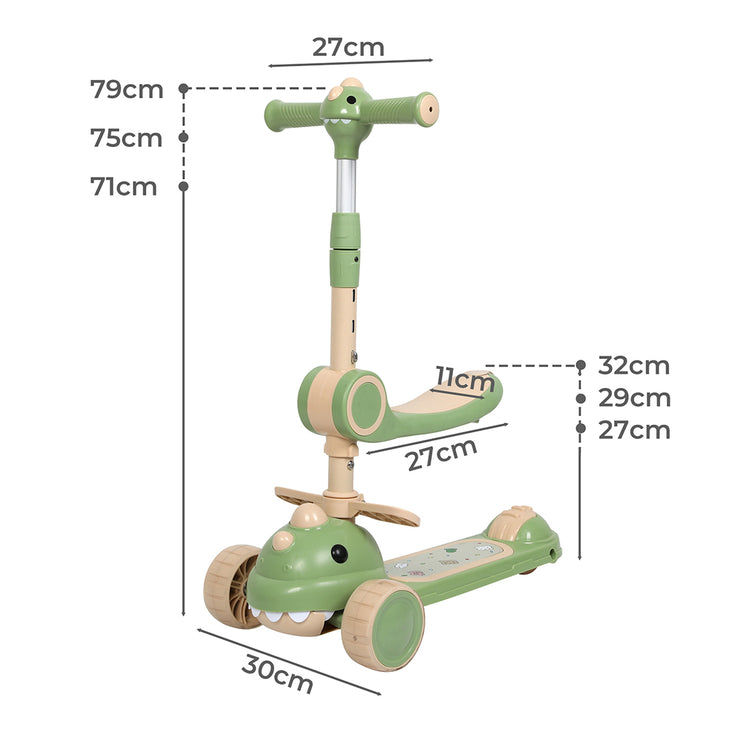 BoPeep Foldable Kids Scooter Flip-able Seat Green-1973193421006966786