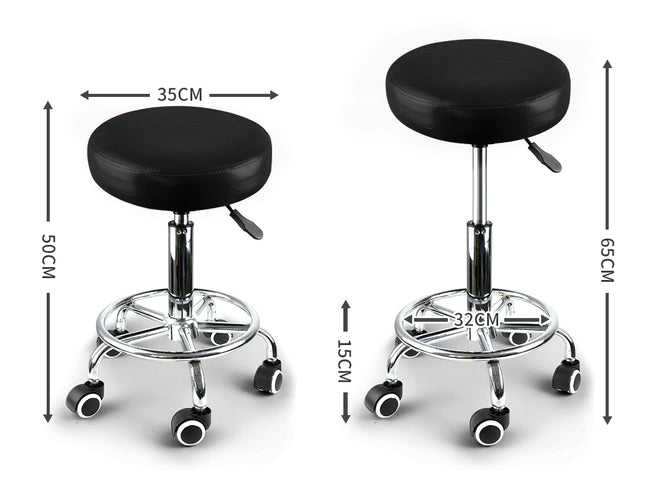 Levede Salon Stool Swivel Bar Stools Black-2025742033670508546