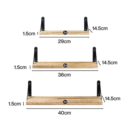 Levede Floating Wall Shelves 4Pcs Rustic Wood Storage Display Rack Bookshelf-2061251867823968258