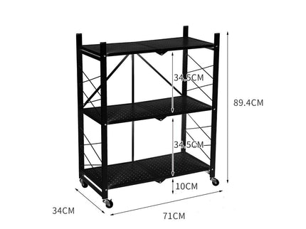 Levede Foldable Storage Shelf Display Black 3 Tiers-1864184714152251394