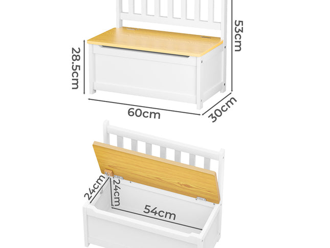 Levede 2-In-1 Kids Toys Storage Bench Box Wooden Chair-1954802485893926914