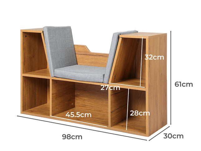 Levede Kids Bookcase Toys Box Shelf Brown-1975420407829893122