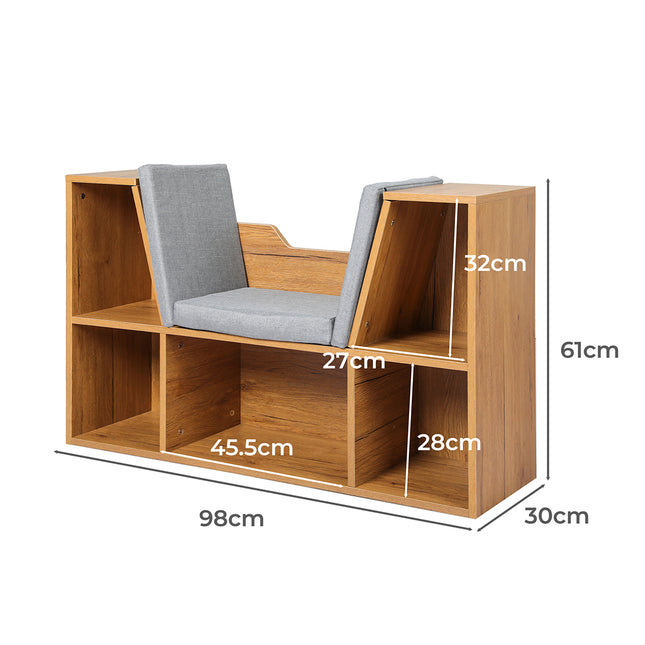 Levede Kids Bookcase Toys Box Shelf Brown-1975420407829893122