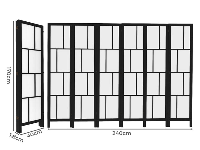 Levede 6 Panel Room Divider 170cm Freestanding Screen-2006733394888757250
