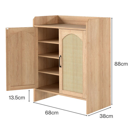 Levede 5 Tier Shoe Cabinet Wooden Double Door Storage Rack Organiser Entryway-2065254300241760258