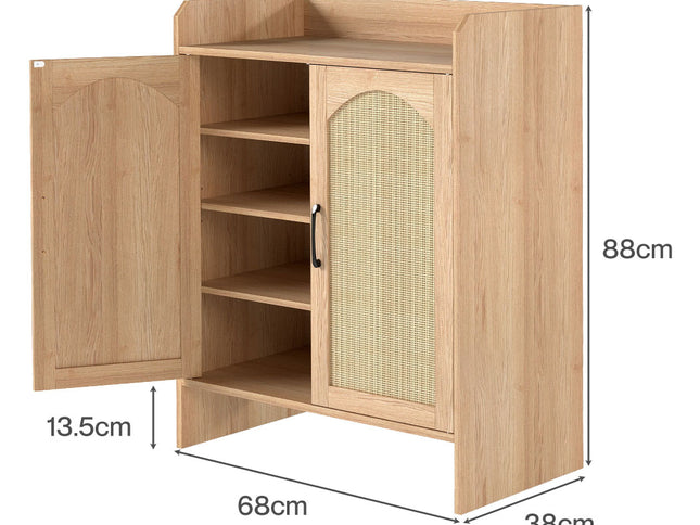 Levede 5 Tier Shoe Cabinet Wooden Double Door Storage Rack Organiser Entryway-2065254300241760258