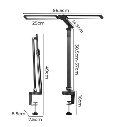 Emitto Double Head LED Desk Lamp Dimmable With Clamp-1973193534492250114