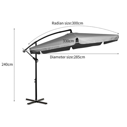 Mountview 3M Cantilever Umbrella Outdoor Grey Without Base-1975420433922658306