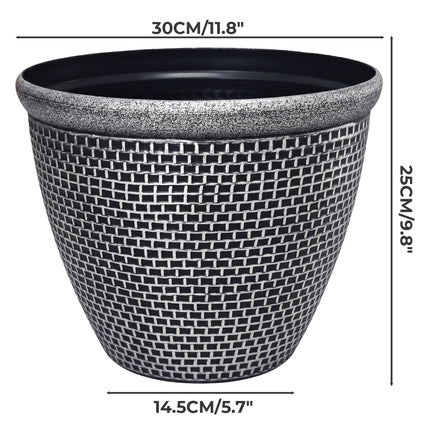 Toque Plastic Plant Pots 30cm Outdoor Garden Planter 2 Pcs With Drainage Holes-2050059017493024770