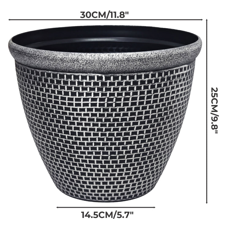 Toque Plastic Plant Pots 30cm Outdoor Garden Planter 2 Pcs With Drainage Holes-2050059017493024770