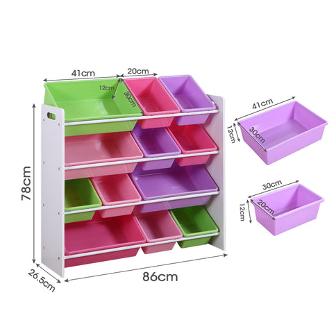 Levede 12Bins Kids Toy Box Bookshelf-1864184634397560834
