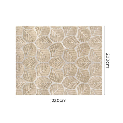 Marlow Floor Rug Soft Embossed Carpet Non Slip Plush Shaggy Rugs Leaf Pattern-1973193450773942274