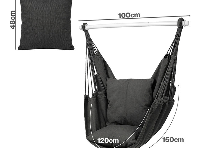 Mountview Garden Hammock Chair Hanging Swing Seat 2 Cushions Outdoor Camping-2061251872332845058