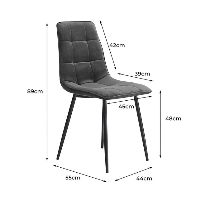 Levede 4x Dining Chairs Kitchen Velvet Grey-1954802984441483266