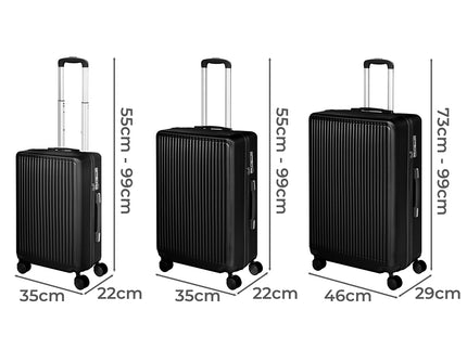 Slimbridge Luggage Suitcase Trolley Black 3pc 20"+24"+28"-1864184373633486850
