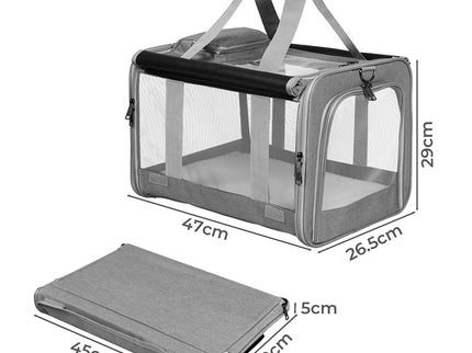 Pawz 3 in 1 Pet Soft Crate Dog Cat Carrier M Size Grey-1910112289076416514