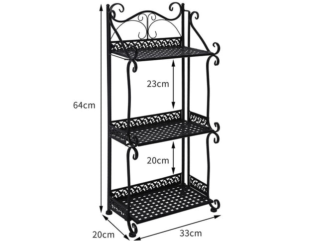 Levede Plant Stand 3 Tiers Outdoor Indoor Black-1973193777447309314