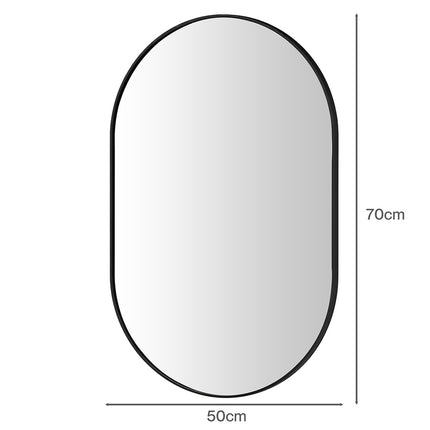 Yezi Oval Wall Mirror 70x50cm Black Frame Bathroom Wall Mounted Vanity Mirror-2050059009389629442