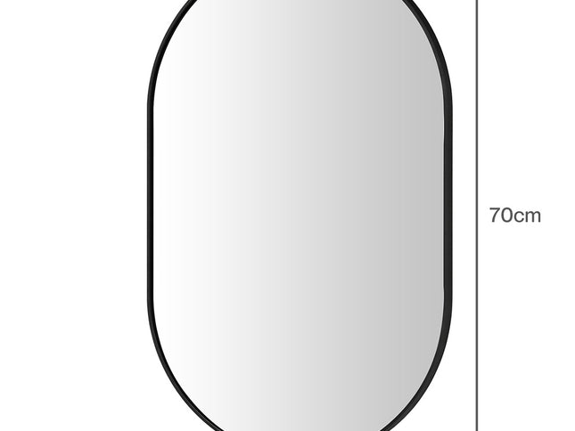 Yezi Oval Wall Mirror 70x50cm Black Frame Bathroom Wall Mounted Vanity Mirror-2050059009389629442