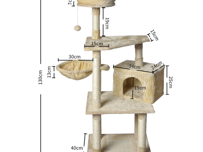 PaWz Cat Tree Toy Scratching Post Scratcher Beige-1973193908578029570