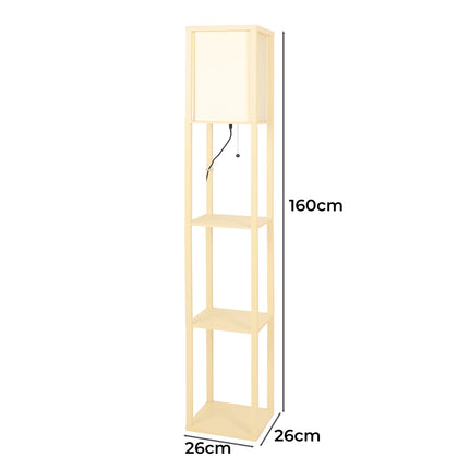EMITTO Floor Lamp LED Storage Shelf Khaki-1973193956544090114