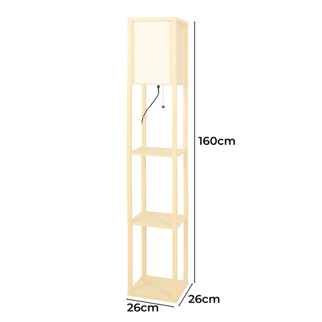 EMITTO Floor Lamp LED Storage Shelf Khaki-1973193956544090114
