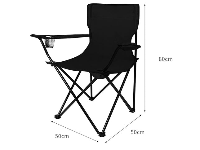 Levede 2Pcs Camping Chairs Folding Arm Black-1975420433268346882