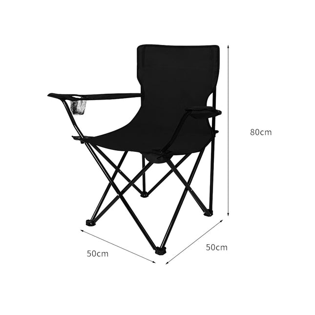 Levede 2Pcs Camping Chairs Folding Arm Black-1975420433268346882