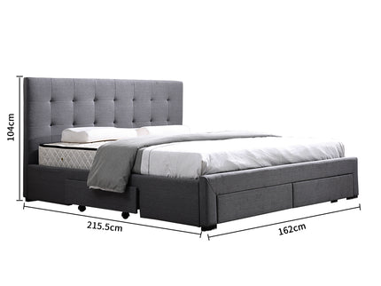 Levede Queen Bed Frame Fabric Tufted Dark Grey-1910113204571344898