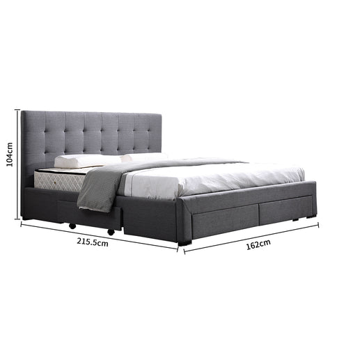 Levede Queen Bed Frame Fabric Tufted Dark Grey-1910113204571344898