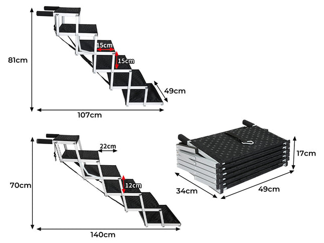 Pawz Dog Ramp Pet Stair Car Suv Travel Step Foldable-1954802488179822594