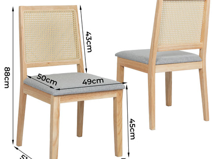 Levede 2x Rattan Dining Chair Solid Wood Lounge-1910112280184492034