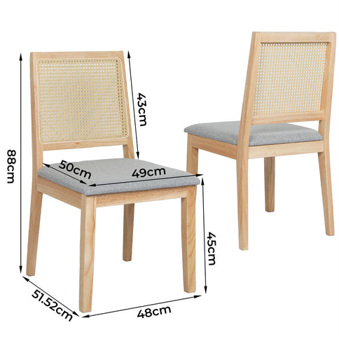 Levede 2x Rattan Dining Chair Solid Wood Lounge-1910112280184492034