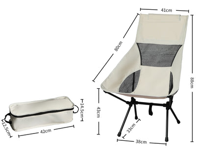 Levede Camping Chair Folding Outdoor Large Beige-1864184454625497090