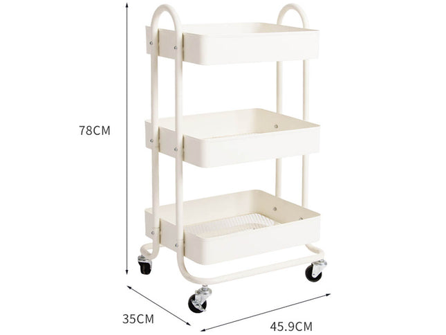 Levede 3 Tiers Kitchen Trolley Cart White-1973193877229801474