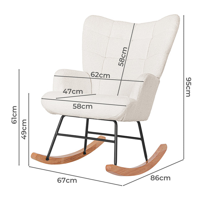 Levede Fleece Rocking Chair-1954802379476045826
