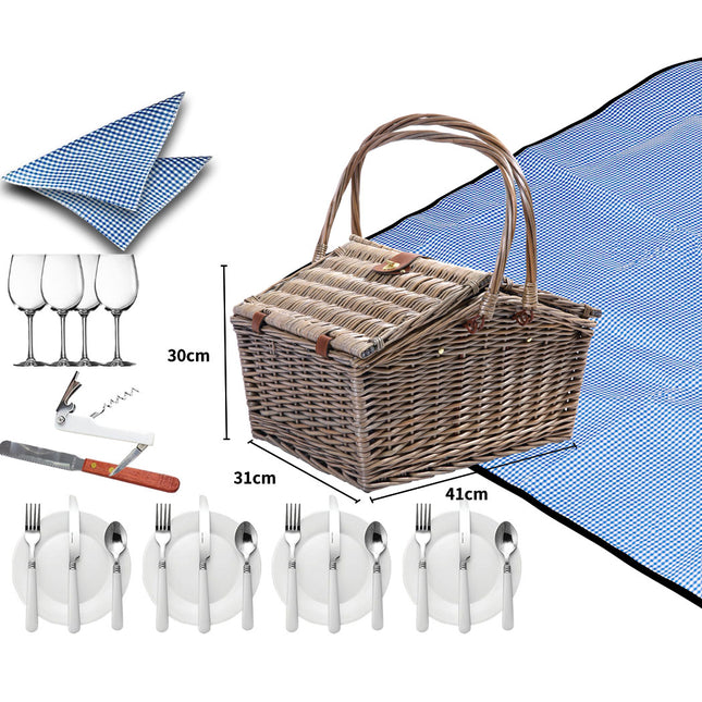 4 Person Picnic Basket Baskets Set Outdoor-1973194015427923970