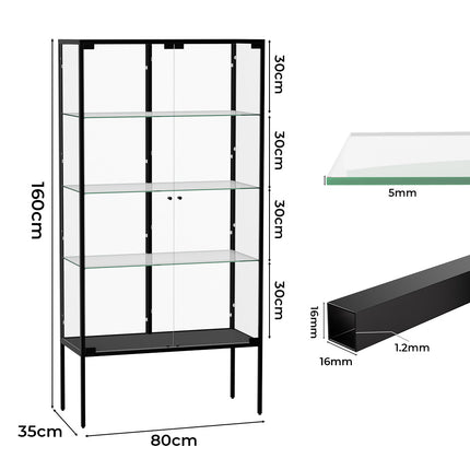 Stacked Glass Display Cabinet Steel 4 Tier 160cm-1975420320353488898