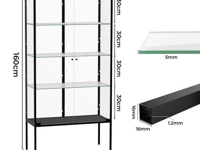 Stacked Glass Display Cabinet Steel 4 Tier 160cm-1975420320353488898