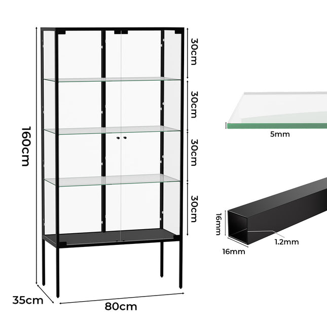 Stacked Glass Display Cabinet Steel 4 Tier 160cm-1975420320353488898