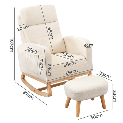 Levede Rocking Chair Ottoman Footrest With Side Pocket-1954802459419480066